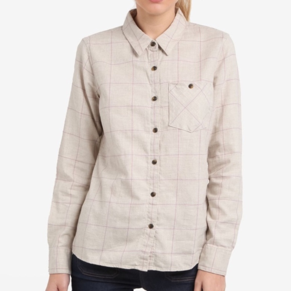Patagonia Light Beige Plaid Button Down Shirt